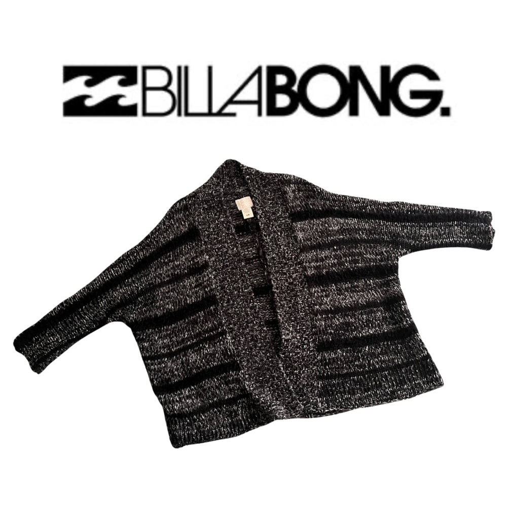 BILLABONG GREY AND BLACK KNIT CARDIGAN SIZE LARGE